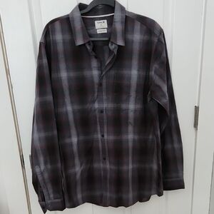 Hurley Men's Black and Gray Plaid Button-Down Shirt